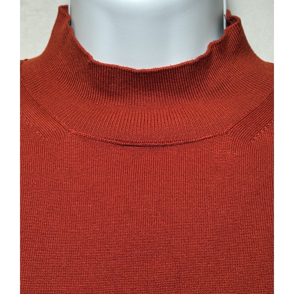 Max Studio Top Women's XL Brick Mock Neck Silk Blend 3/4 Sleeve‎ Pullover